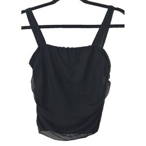 Antistar Medium Crop Tank Black Mesh Ruche Whimsigoth Dark Romantic Fairy Grunge